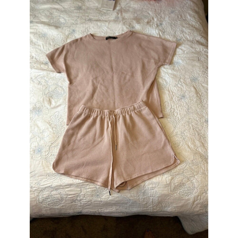 MEROKEETY Women's Short Sleeve Pajama Set Henley Tops and Shorts Loungewear